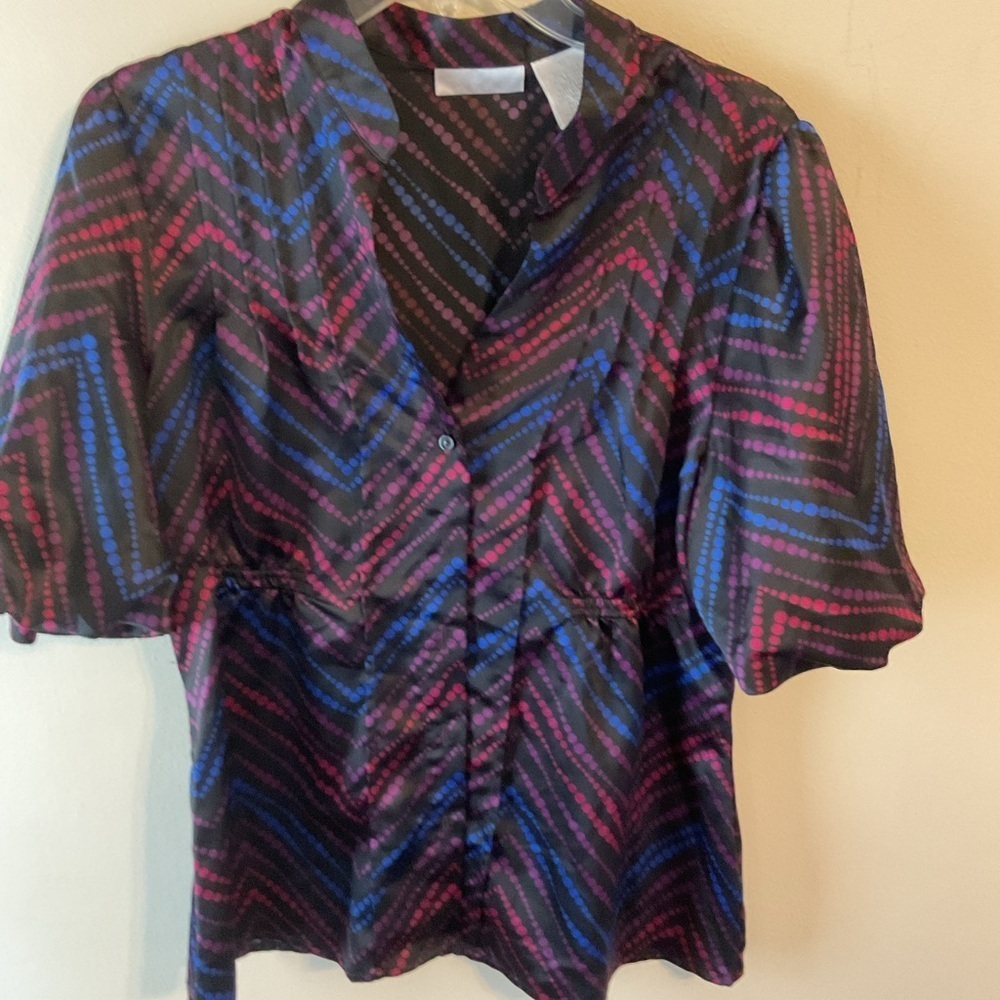 Worthington Black, Pink, and Blue Blouse Size 12